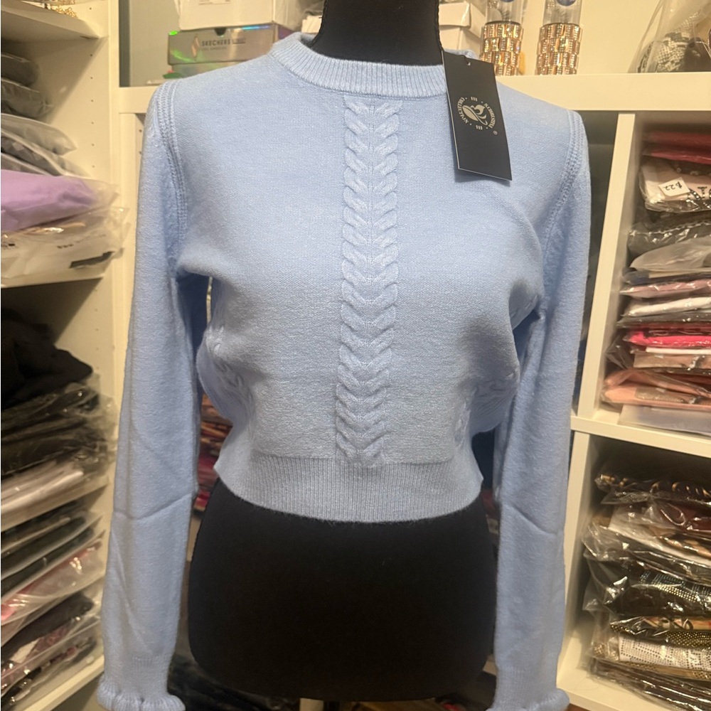 Light Blue Cable Knit Sweater